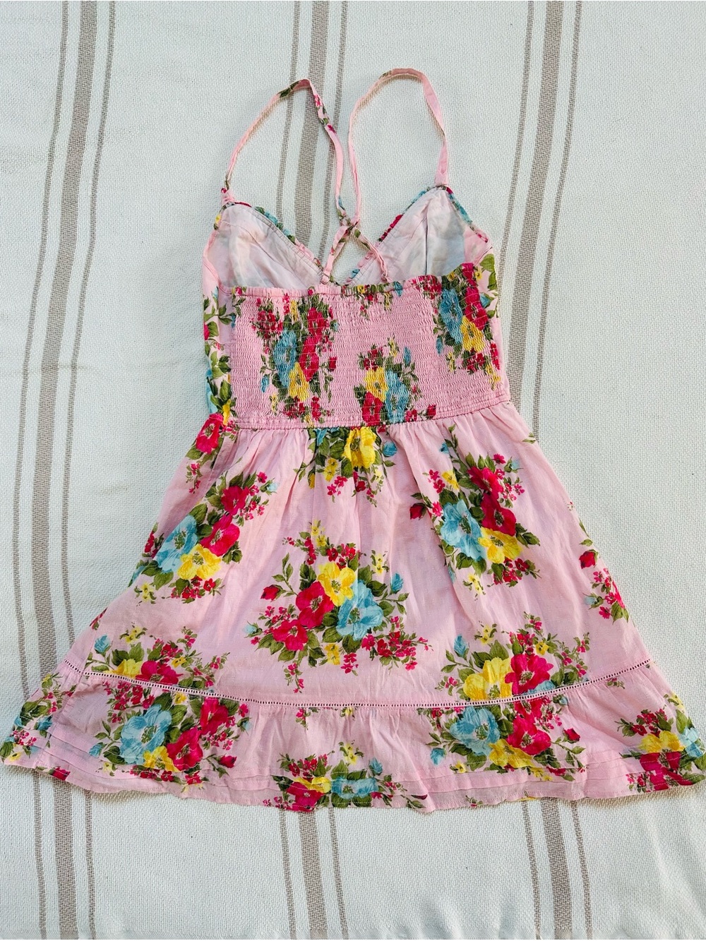 Hollister Pink Floral Mini Dress with Blue & Yellow Blooms - Picture 2 of 2